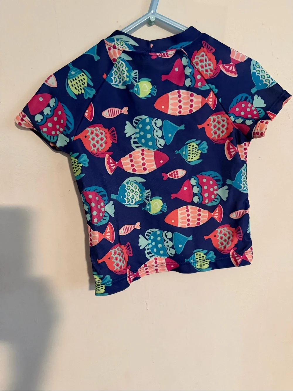 Gymboree Navy Short Sleeve Swim Top with Multicolor Fish 2T